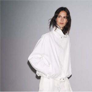 New Zara 100% linen bomber jacket in white - XS